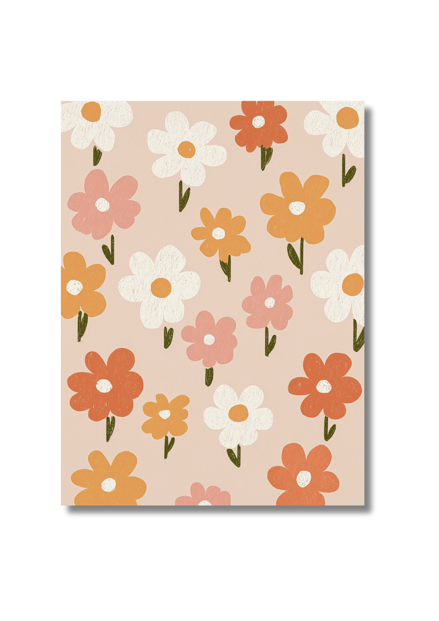 Kaart A6 - Retro Flowers